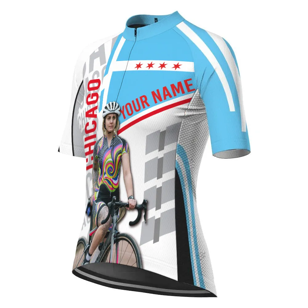 Customized Image Chicago Short Sleeve Cycling Jersey for Women