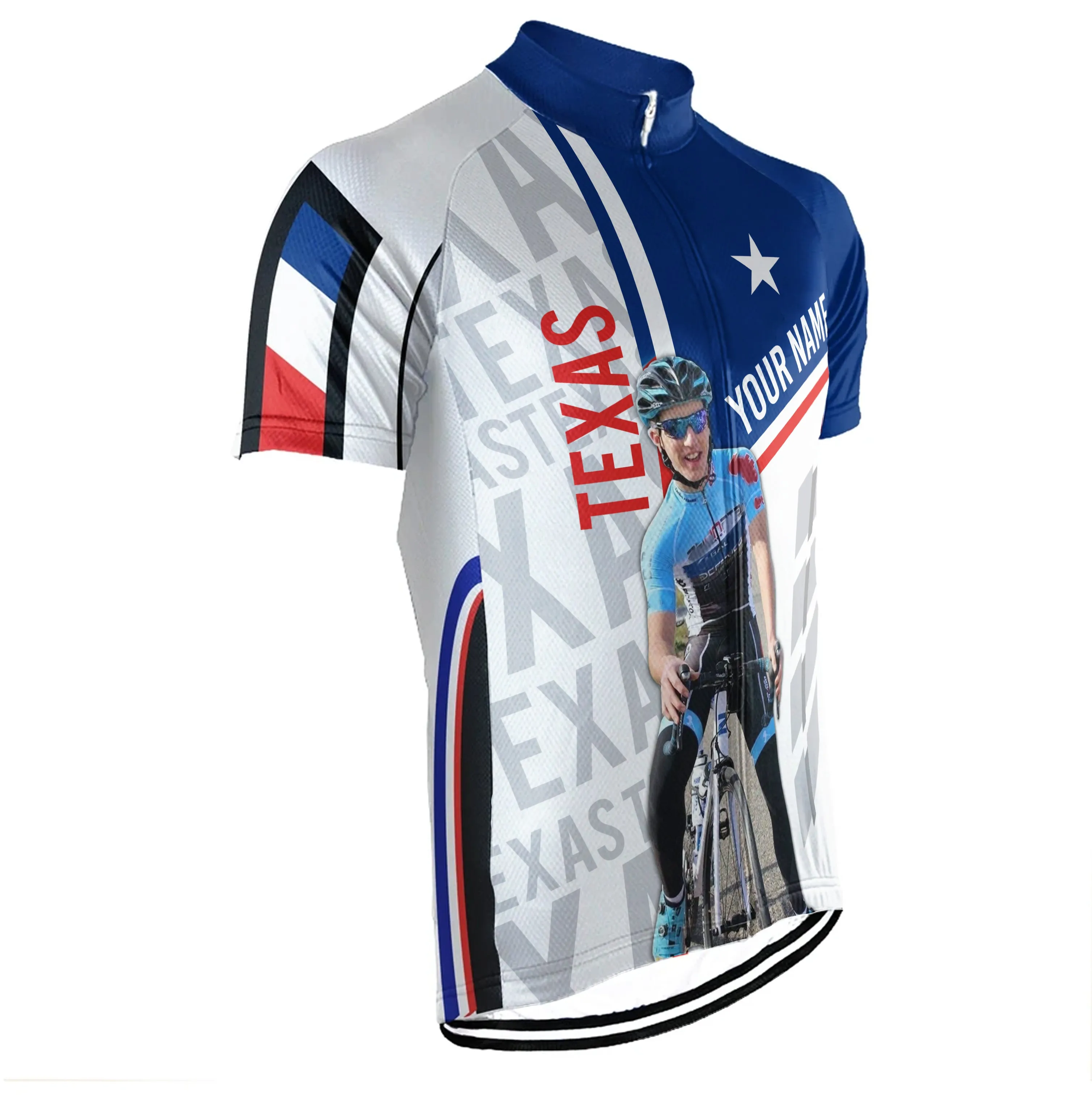 Customized Image Texas Short Sleeve Cycling Jersey for Men