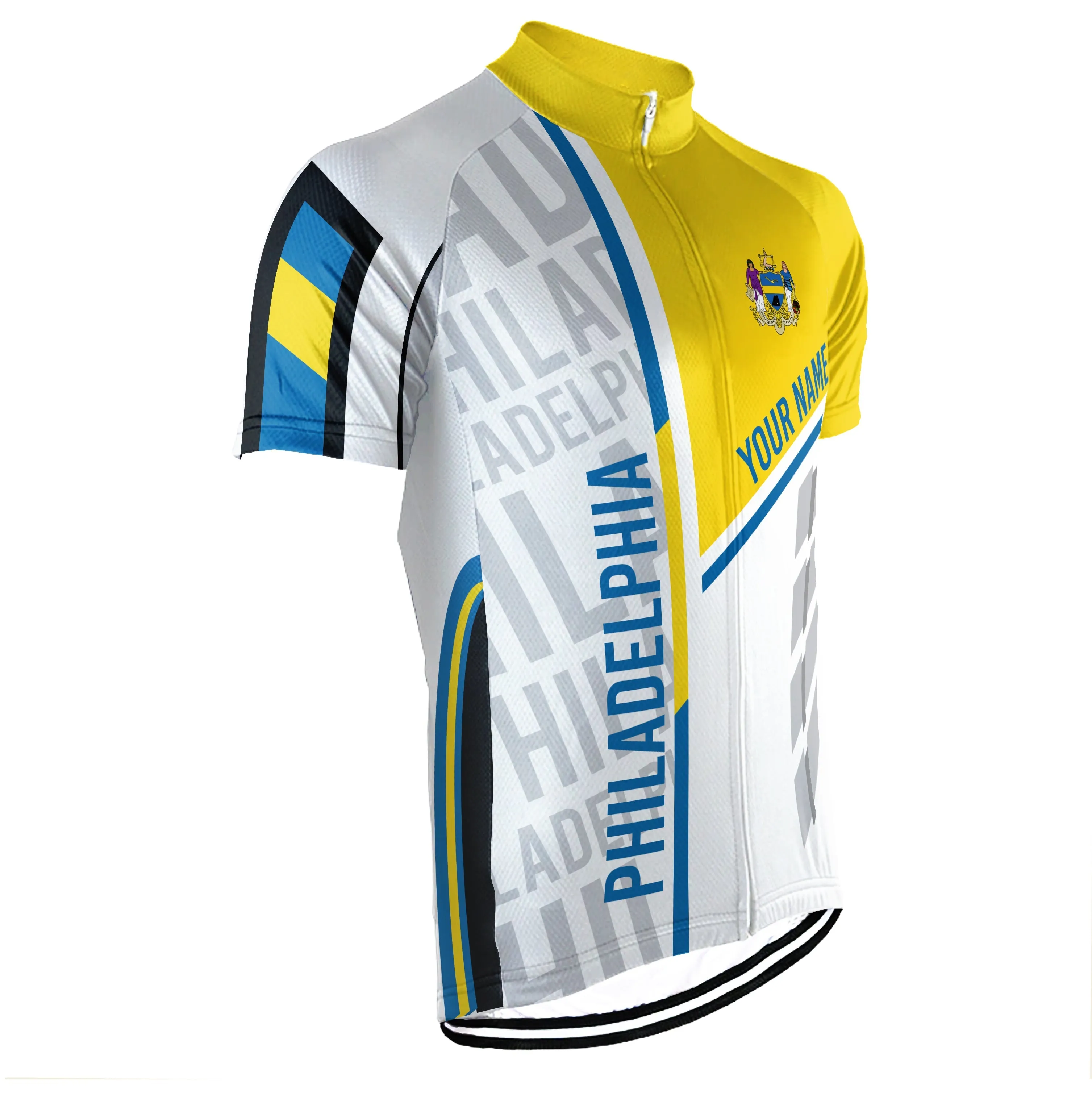Customized Philadelphia Winter Thermal Fleece Short Sleeve Cycling Jersey for Men