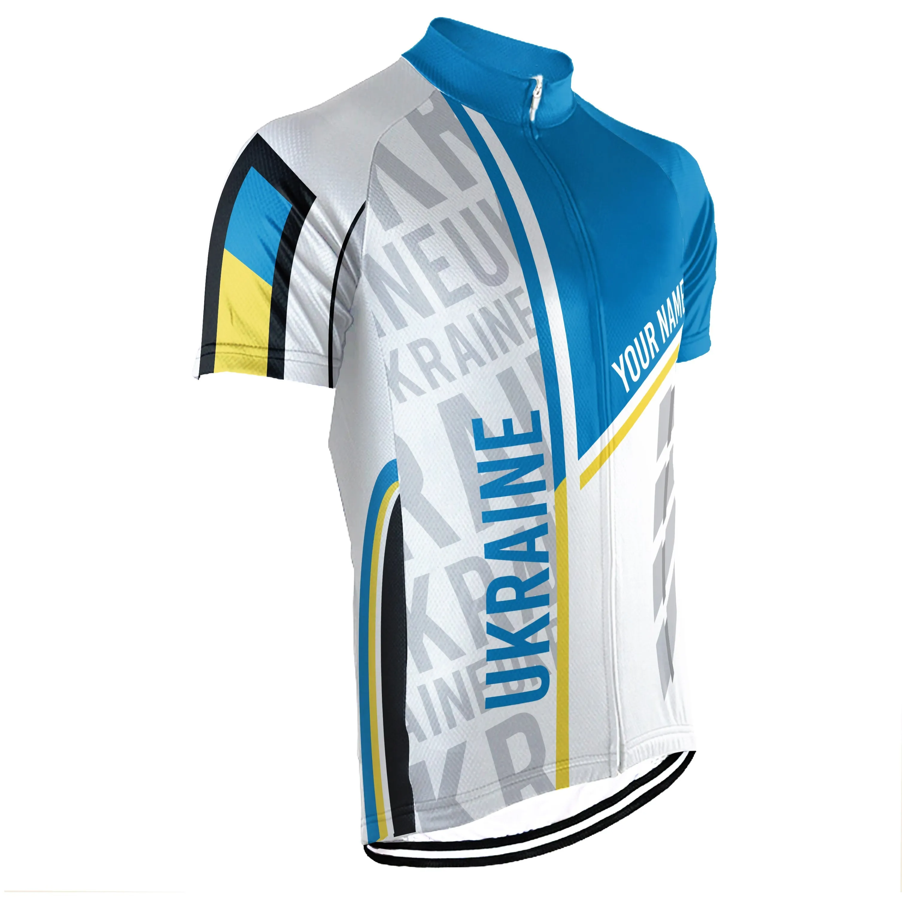Customized Ukraine Winter Thermal Fleece Short Sleeve Cycling Jersey for Men