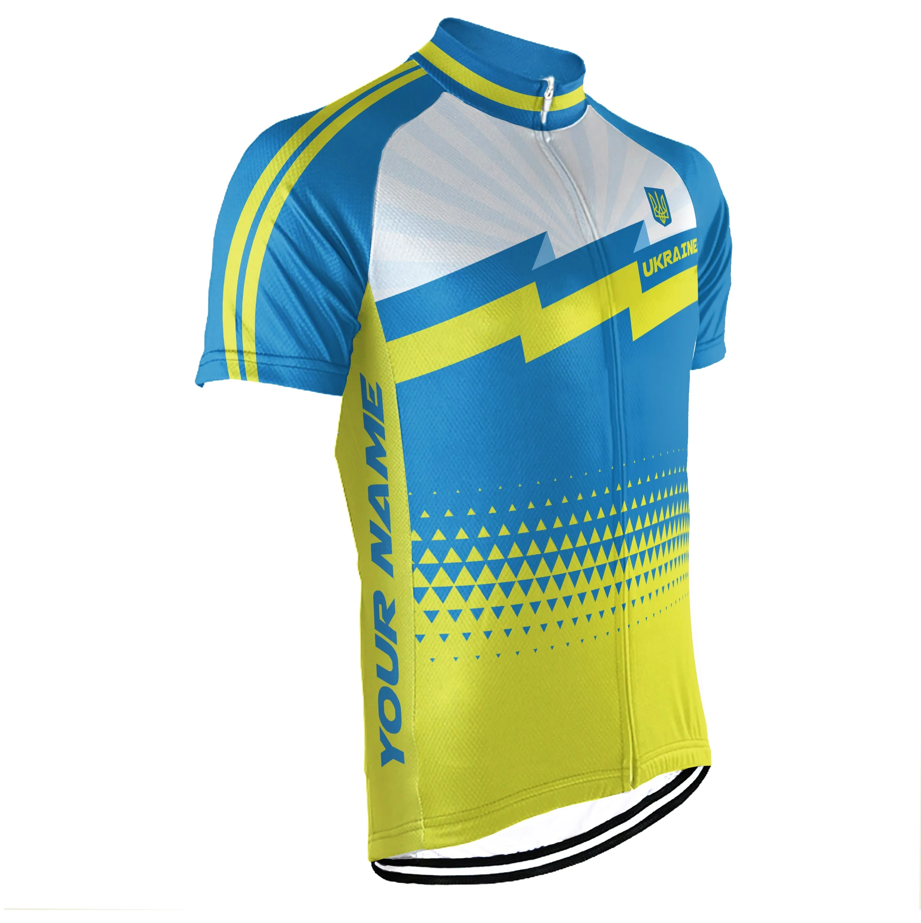 Customized Ukraine Winter Thermal Fleece Short Sleeve Cycling Jersey for Men