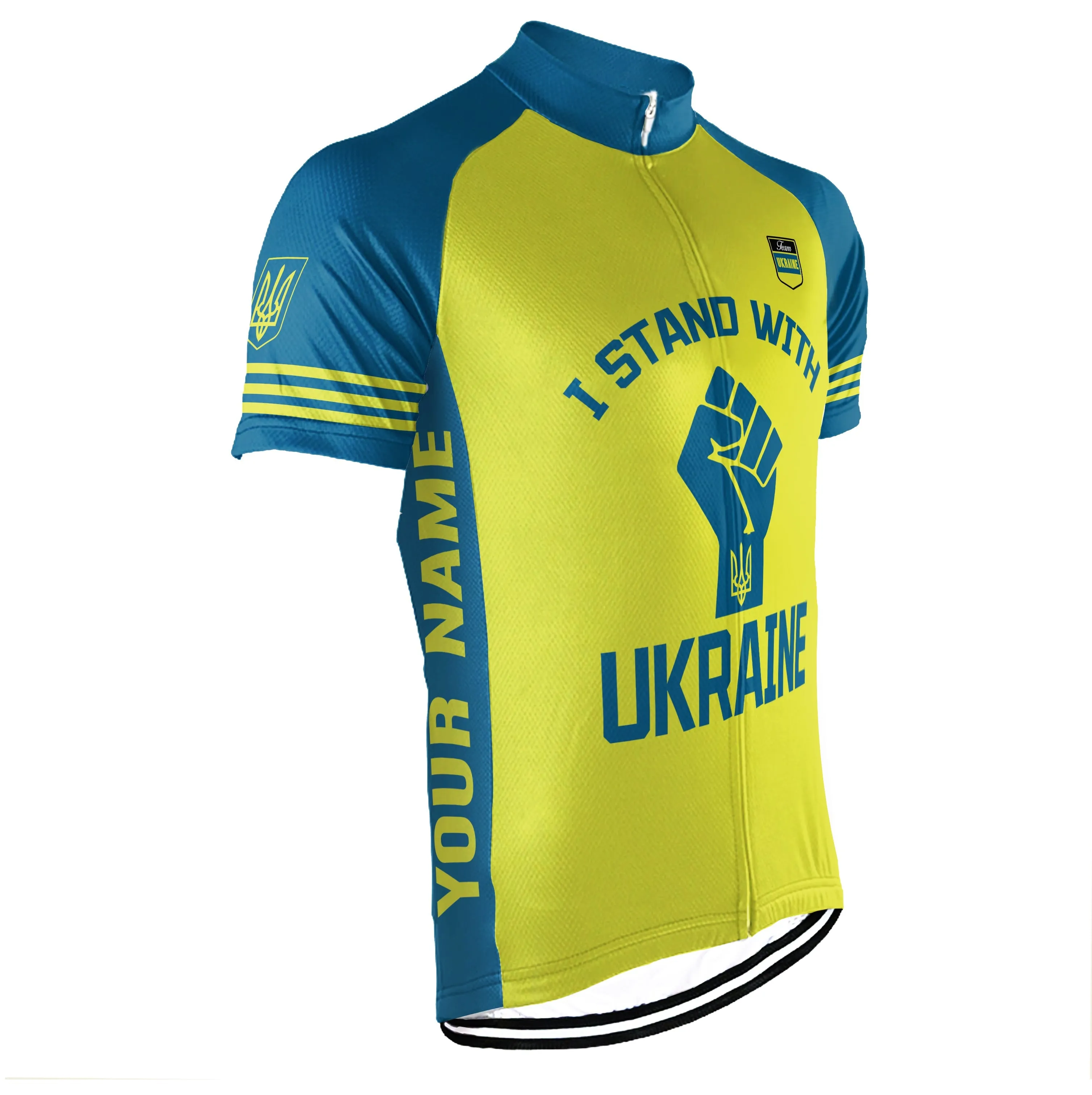 Customized Ukraine Winter Thermal Fleece Short Sleeve Cycling Jersey for Men