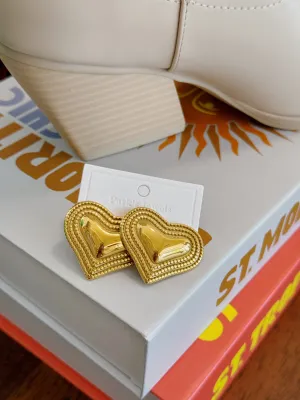 Desiree Heart Earrings - Gold - Water Resistant