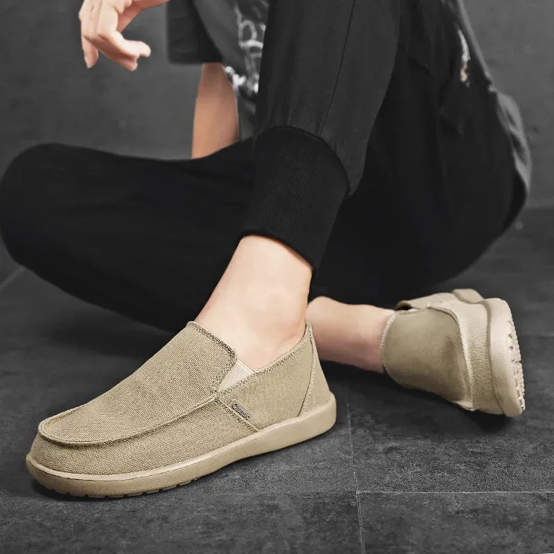 Fashion Men's Canvas Breathable Walking Driving Flats Casual Shoes