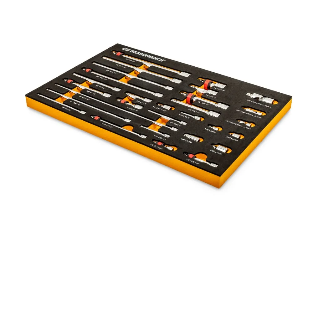GearWrench 86523 29 Pc. 1/4", 3/8", 1/2" Drive Chrome Tool Accessories Set with EVA Foam Tray