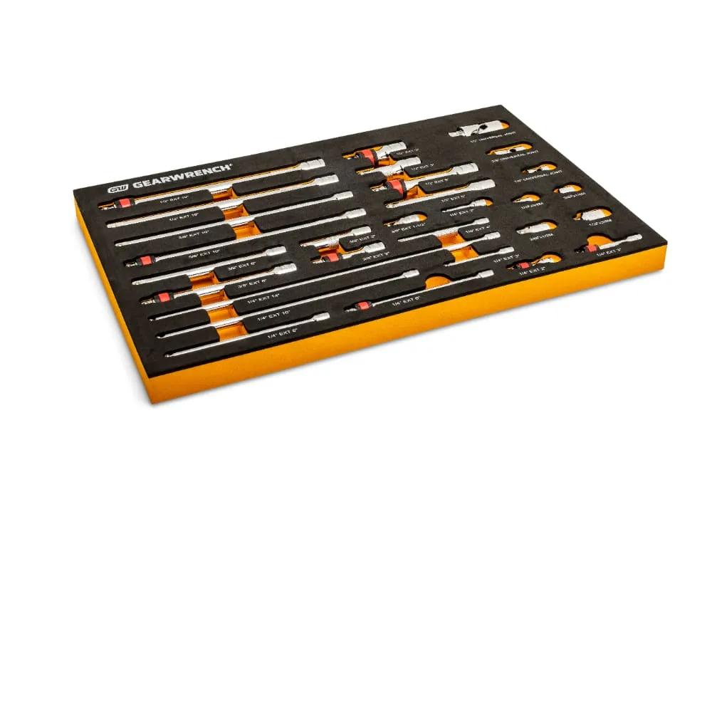 GearWrench 86523 29 Pc. 1/4", 3/8", 1/2" Drive Chrome Tool Accessories Set with EVA Foam Tray