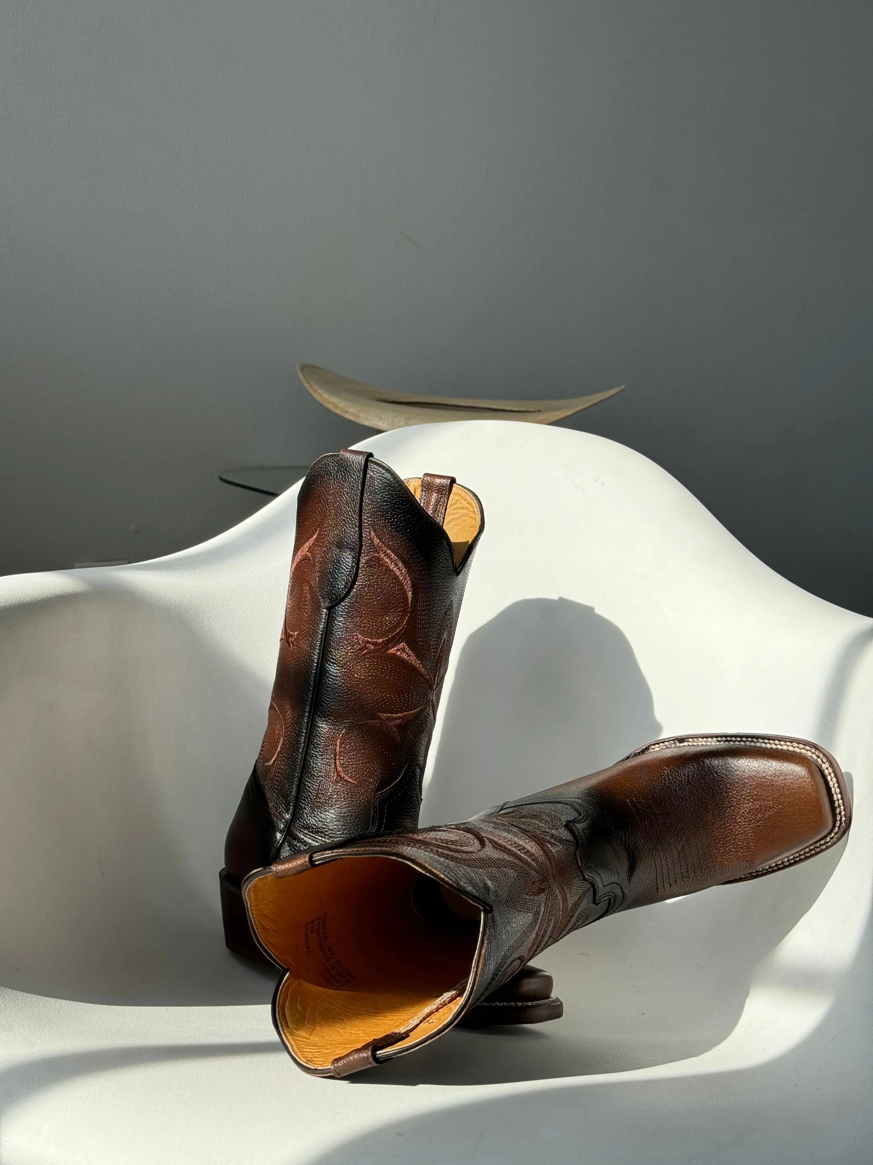 Georgia Genuine Leather Square Toe Cowboy Boot In Mocha