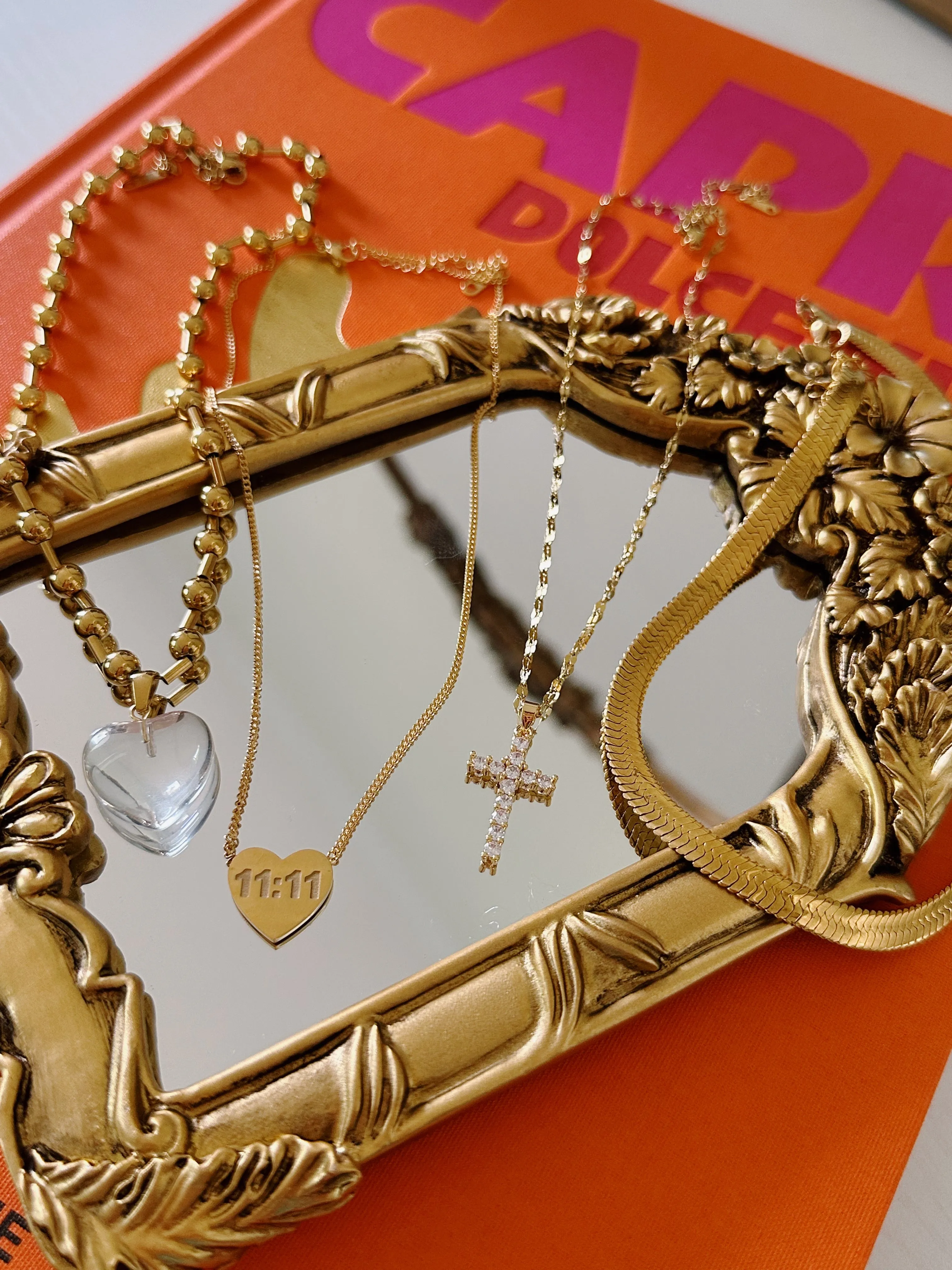 Gold Herringbone Necklace - Water Resistant