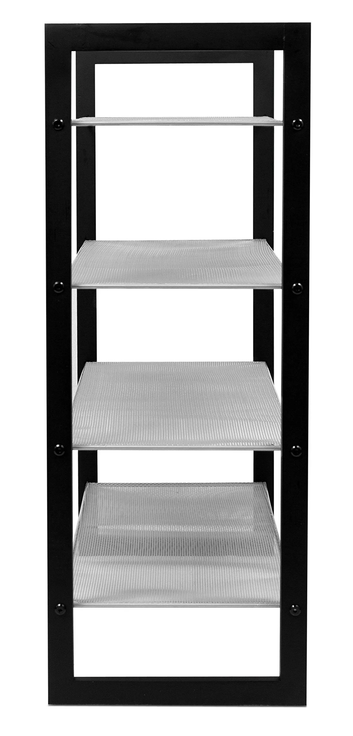 Internet's Best Mesh Shoe Rack - 4-Tier - Free Standing Metal Wood Shoe Organizer - Closet and Entryway - Fits 16 Pairs of Shoes - Black & Silver