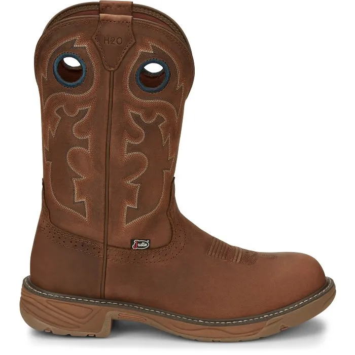 Justin Men's 11" Waterproof Rush Pull-On Round Toe Work Boots