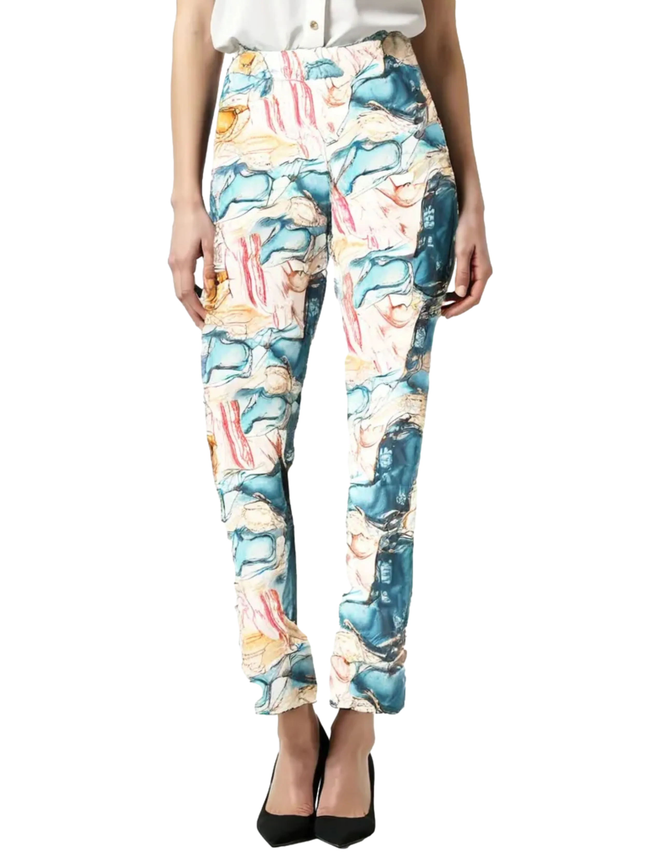 Krazy Larry Women's Pull on Ankle Pants - Aqua Splash
