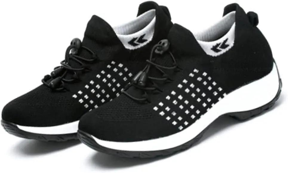 Ladies Running Shoes Slip On Trainers Thick Bottom Air Cushioned Comfortable Walking Shoes with Breathable Mesh Sneakers   B107622