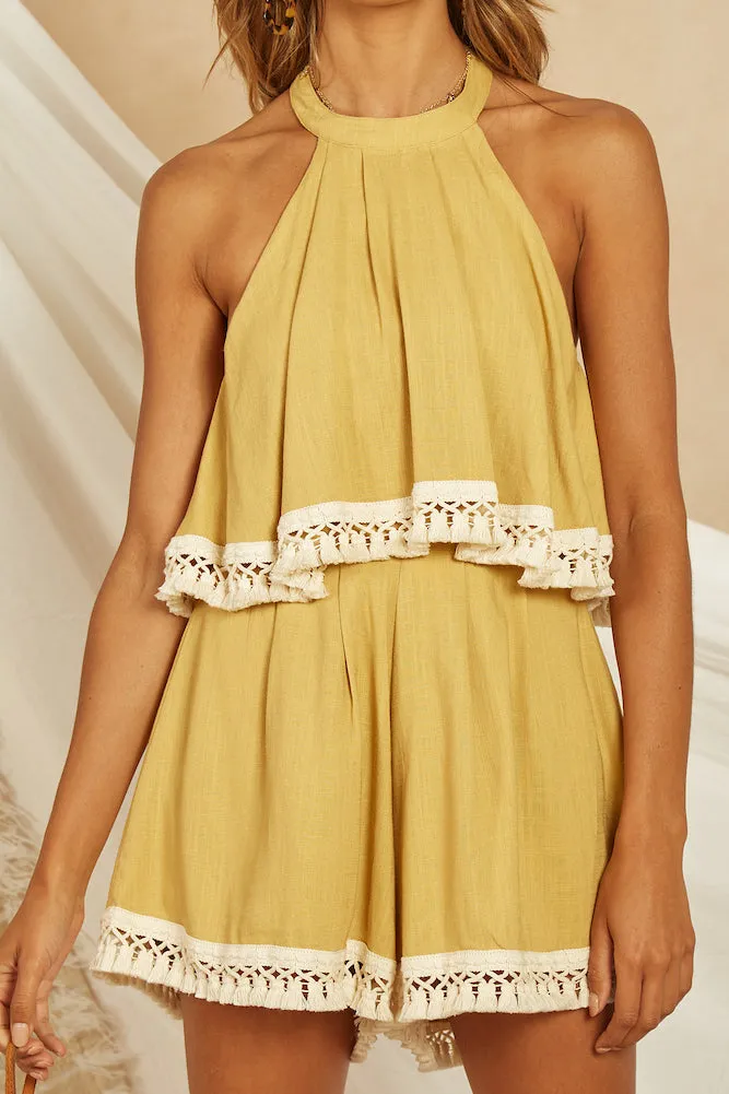 Lost In The Horizon Playsuit Mustard