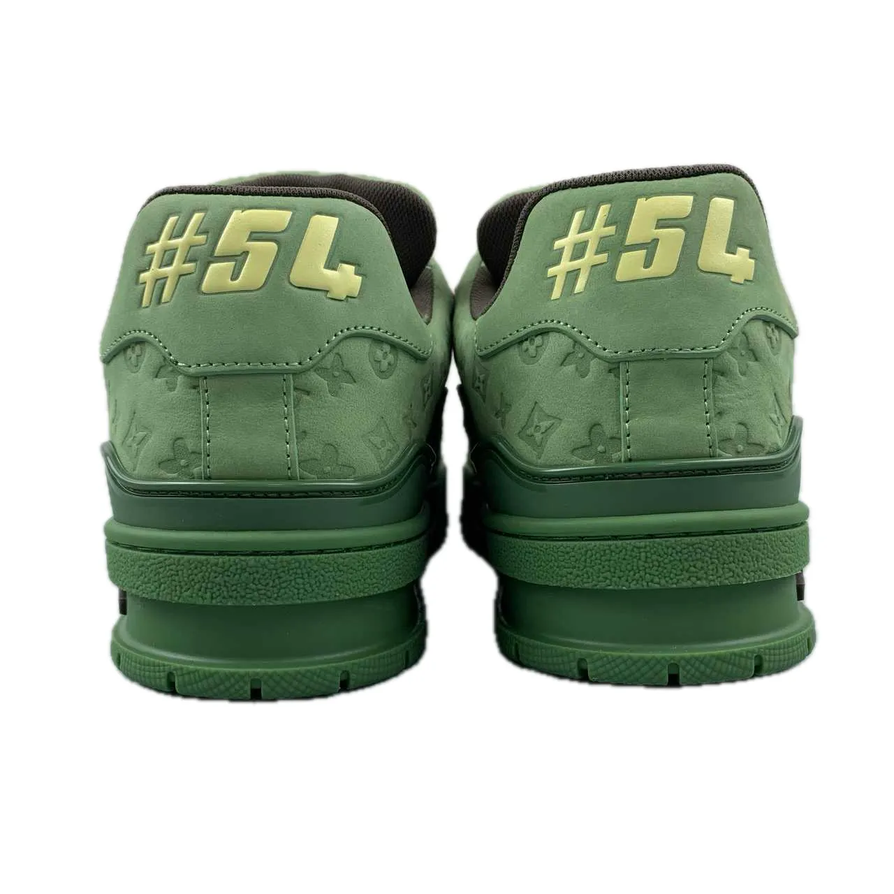 LV Trainers Monogram Embossed Nubuck Calf Leather Green Sneaker