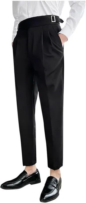 Mens Dress Pants Regular Fit Wrinkle Free Expandable Waist Flat Front Suit Pant Business Casual Straight Leg Trousers