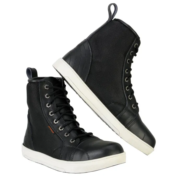 Milwaukee Leather Men's Waterproof Black Leather Motorcycle Reinforced Street Riding Shoes w/Ankle Support - MBM9004WP