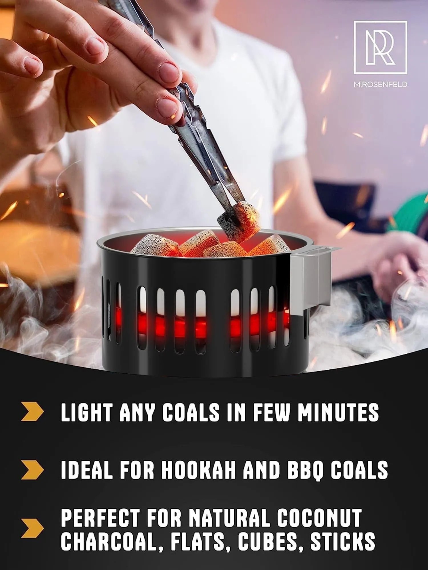 Multipurpose Electric Charcoal Starter   800W Electric Charcoal Burner ETL Approved Electric Stove   Coconut Charcoal Lighters with Tongs   800W Hot Plate Electric   304 Stainless Steel Coiled Burner