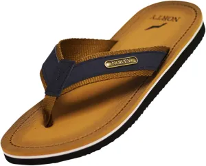 Norty Mens Flip Flop Sandal Navy Camel   11117