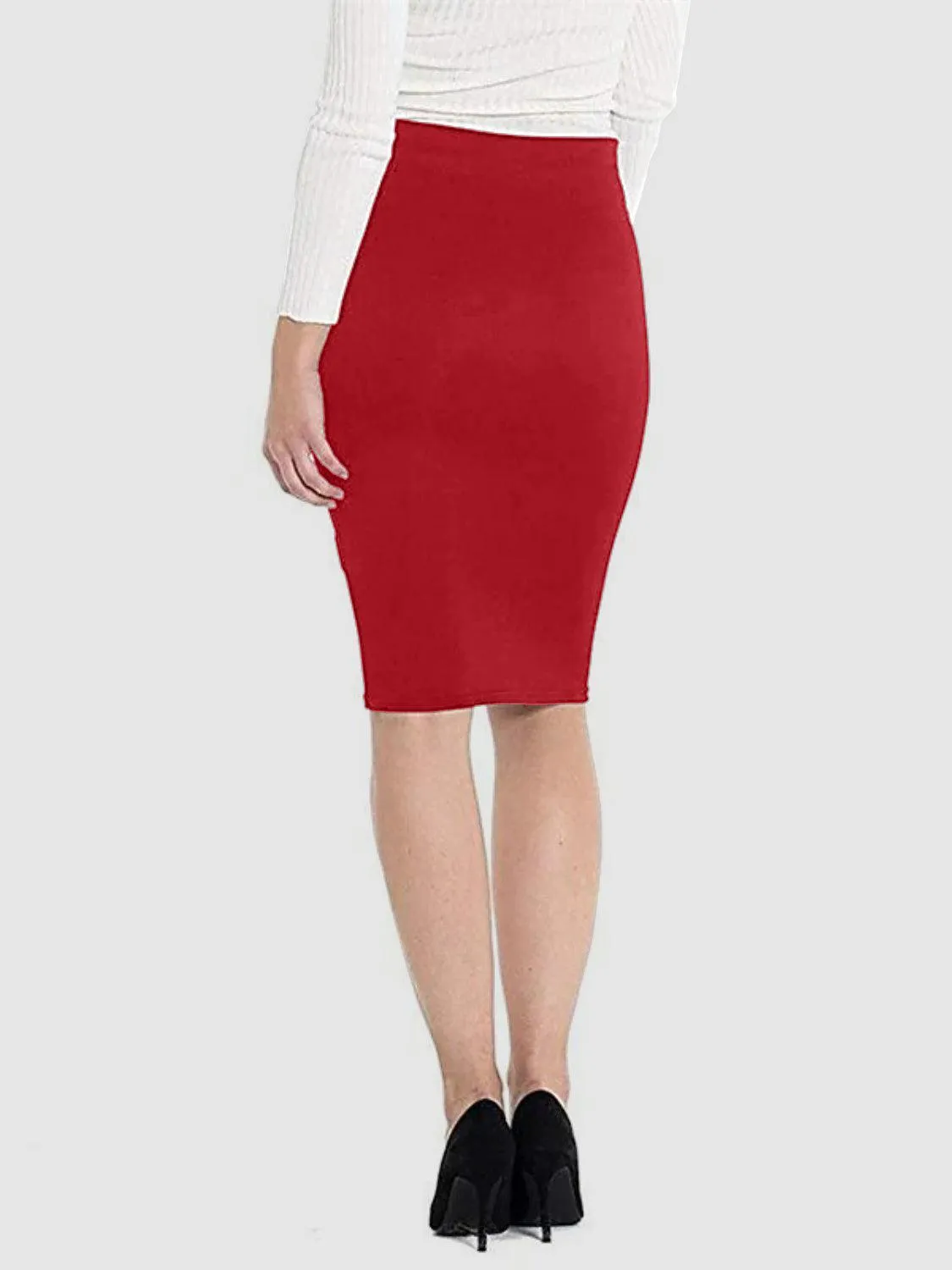 Office Chic High Waist Knee Length Pencil Skirt