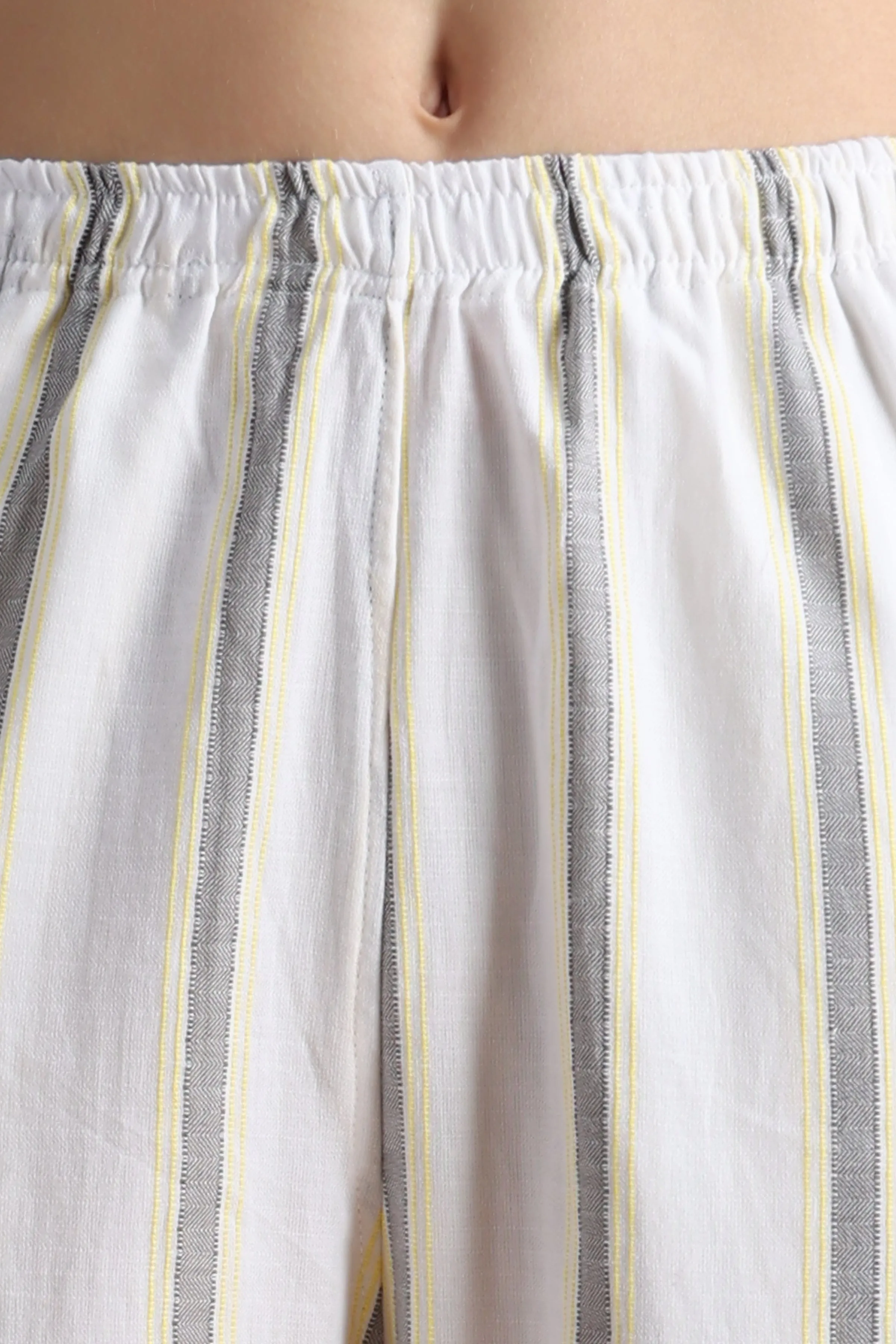 Pristine White Striped Cotton Pants