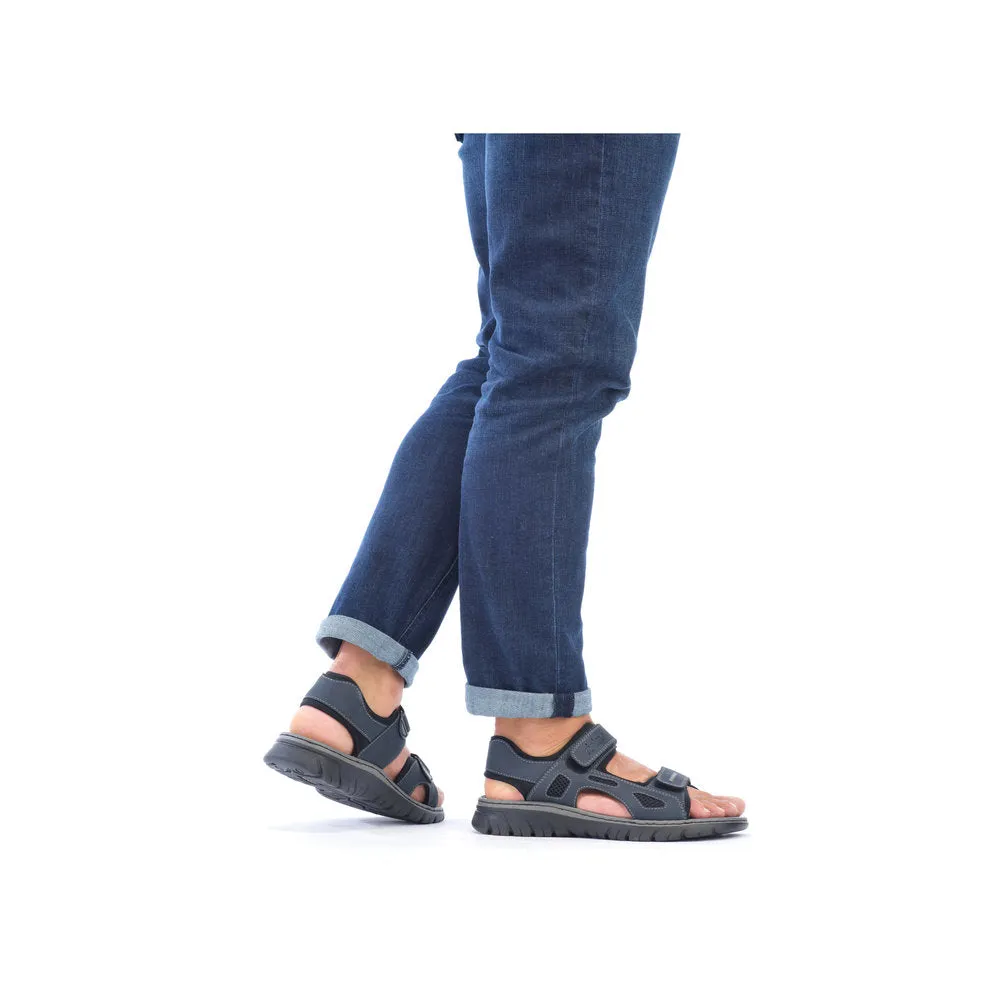 Rieker 26761-14 Mens Navy Touch Fastening Walking Sanda