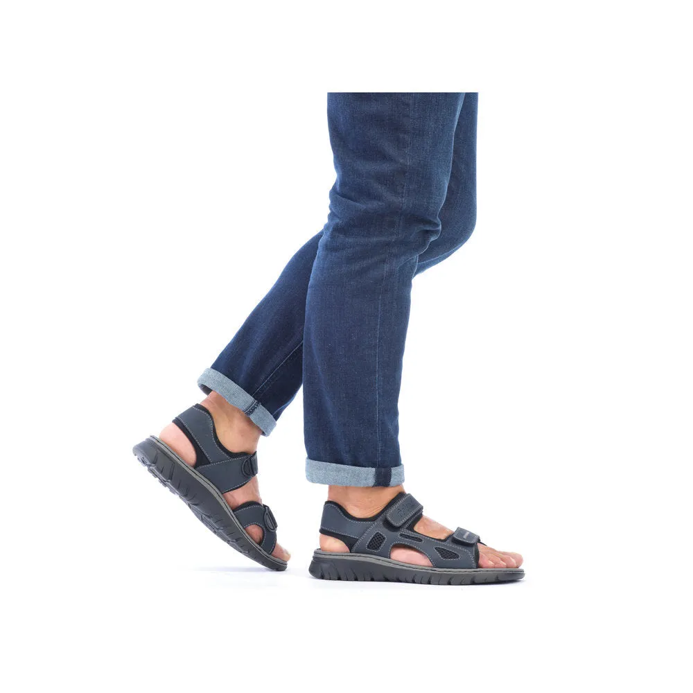 Rieker 26761-14 Mens Navy Touch Fastening Walking Sanda
