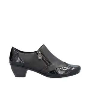Rieker Trouser Shoes Black Work Shoes Zip 41757-00