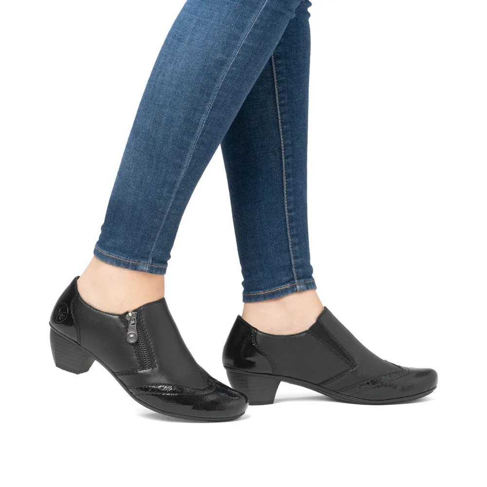 Rieker Trouser Shoes Black Work Shoes Zip 41757-00