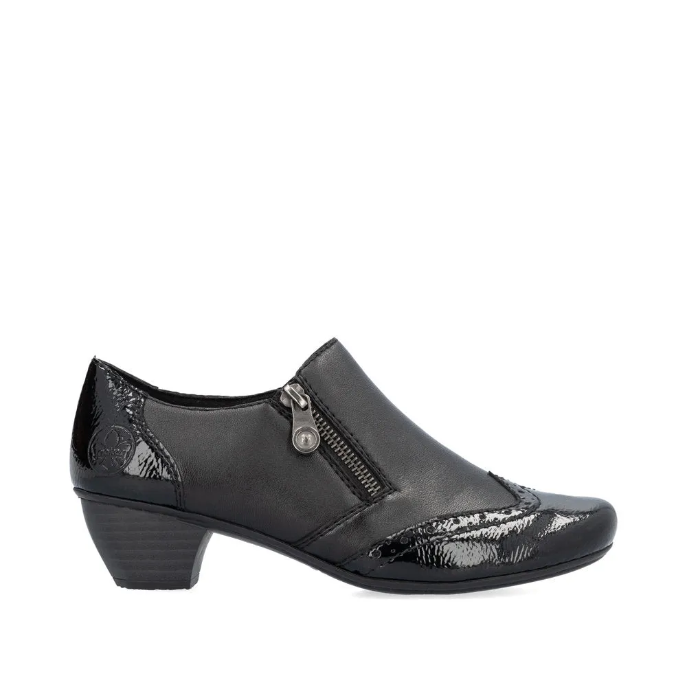 Rieker Trouser Shoes Black Work Shoes Zip 41757-00
