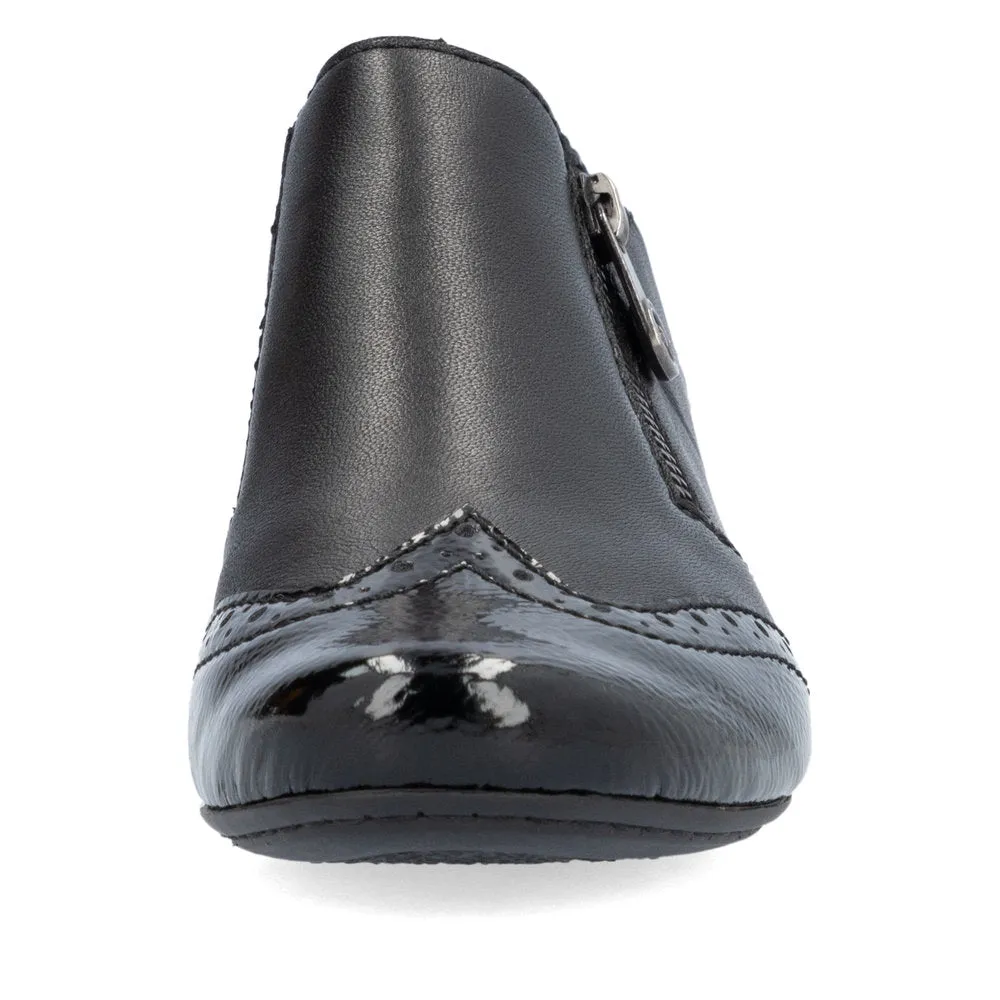Rieker Trouser Shoes Black Work Shoes Zip 41757-00