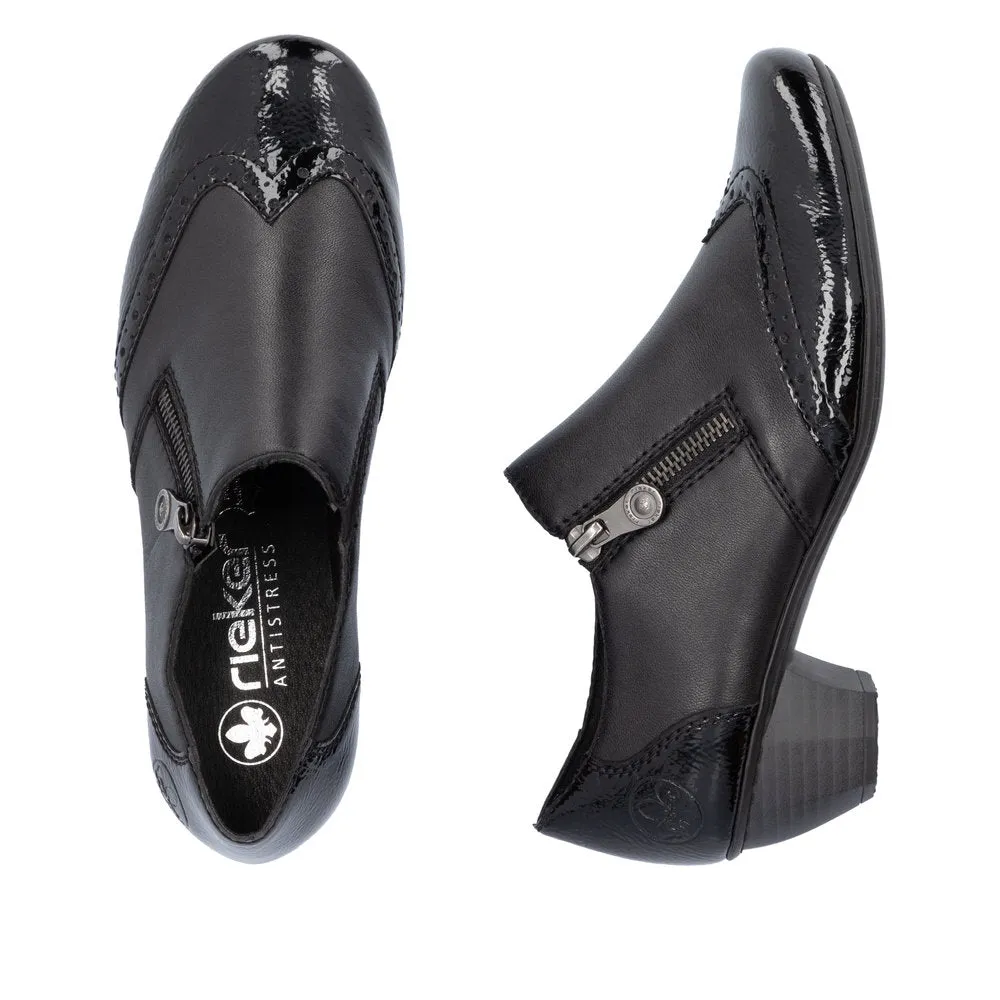 Rieker Trouser Shoes Black Work Shoes Zip 41757-00