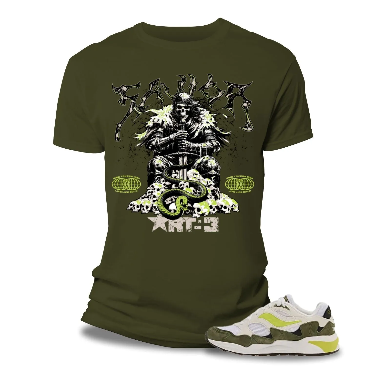 Risq Takers Savior Tee Olive Combo