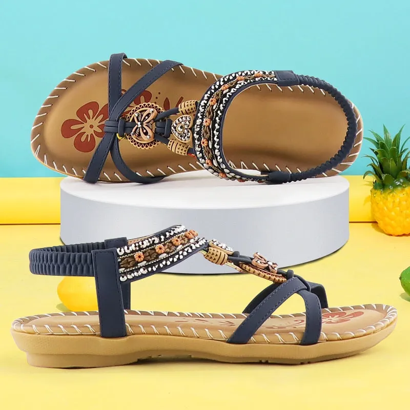 Sandals Women Summer Wedges Shoes Ladies Sandals Butterfly-knot Rhinestone