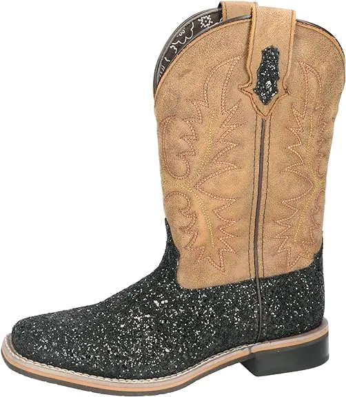 Smoky Mountain Womens Las Vegas Brown/Black Glitter Leather Cowboy Boots