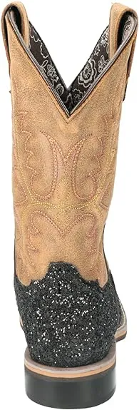 Smoky Mountain Womens Las Vegas Brown/Black Glitter Leather Cowboy Boots