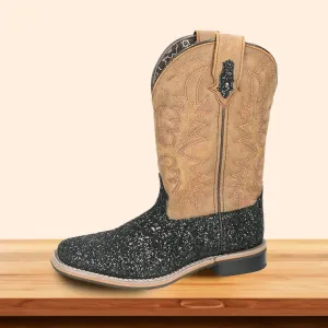 Smoky Mountain Womens Las Vegas Brown/Black Glitter Leather Cowboy Boots