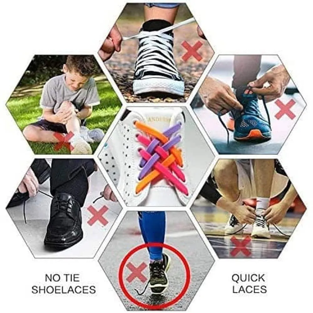 Speed Laces No Tie Silicone Elastic Shoe Lace for Adults - Blue