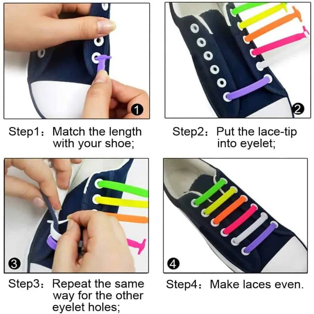 Speed Laces No Tie Silicone Elastic Shoe Lace for Adults - Blue