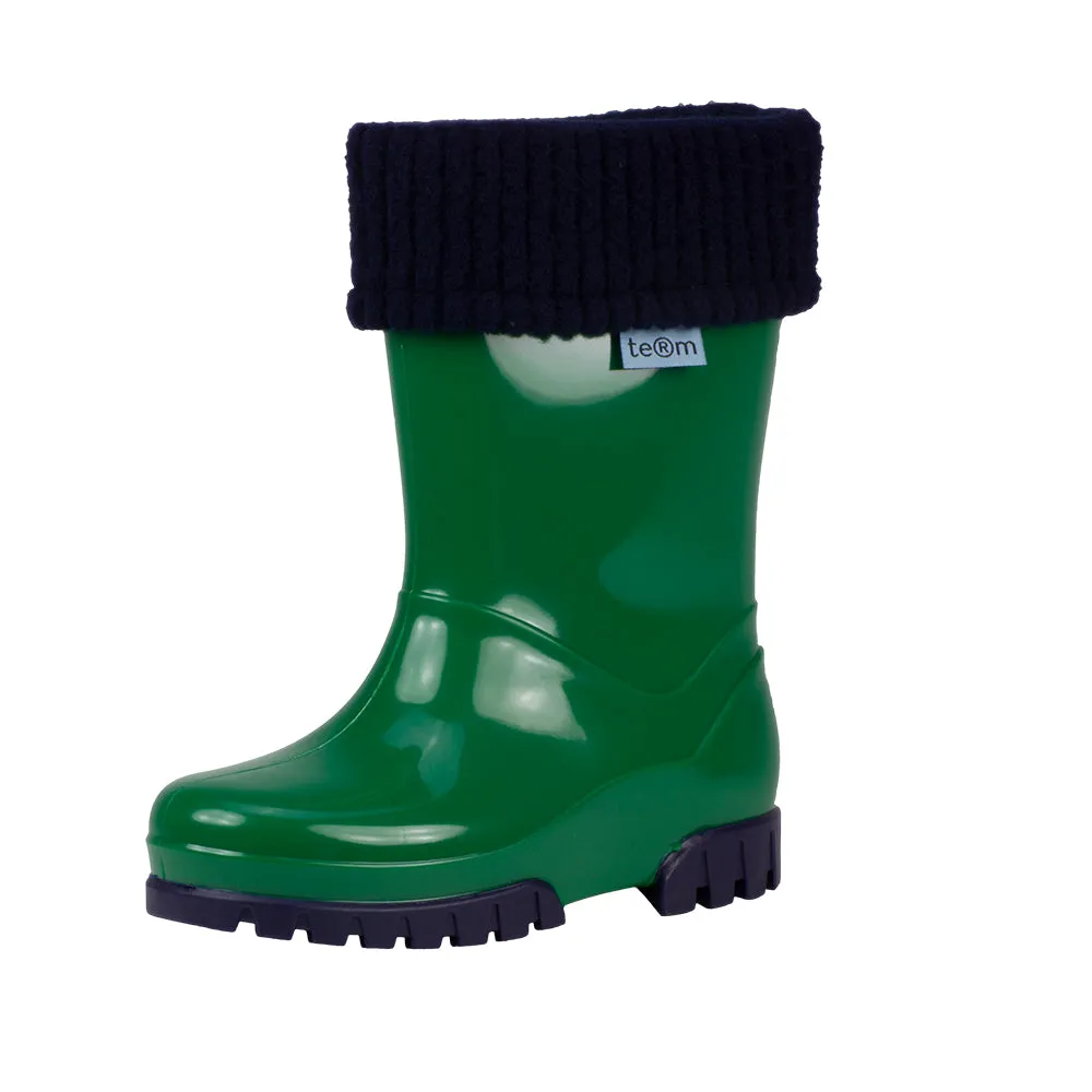 Term Kids Roll Top Welly Boots (Green)