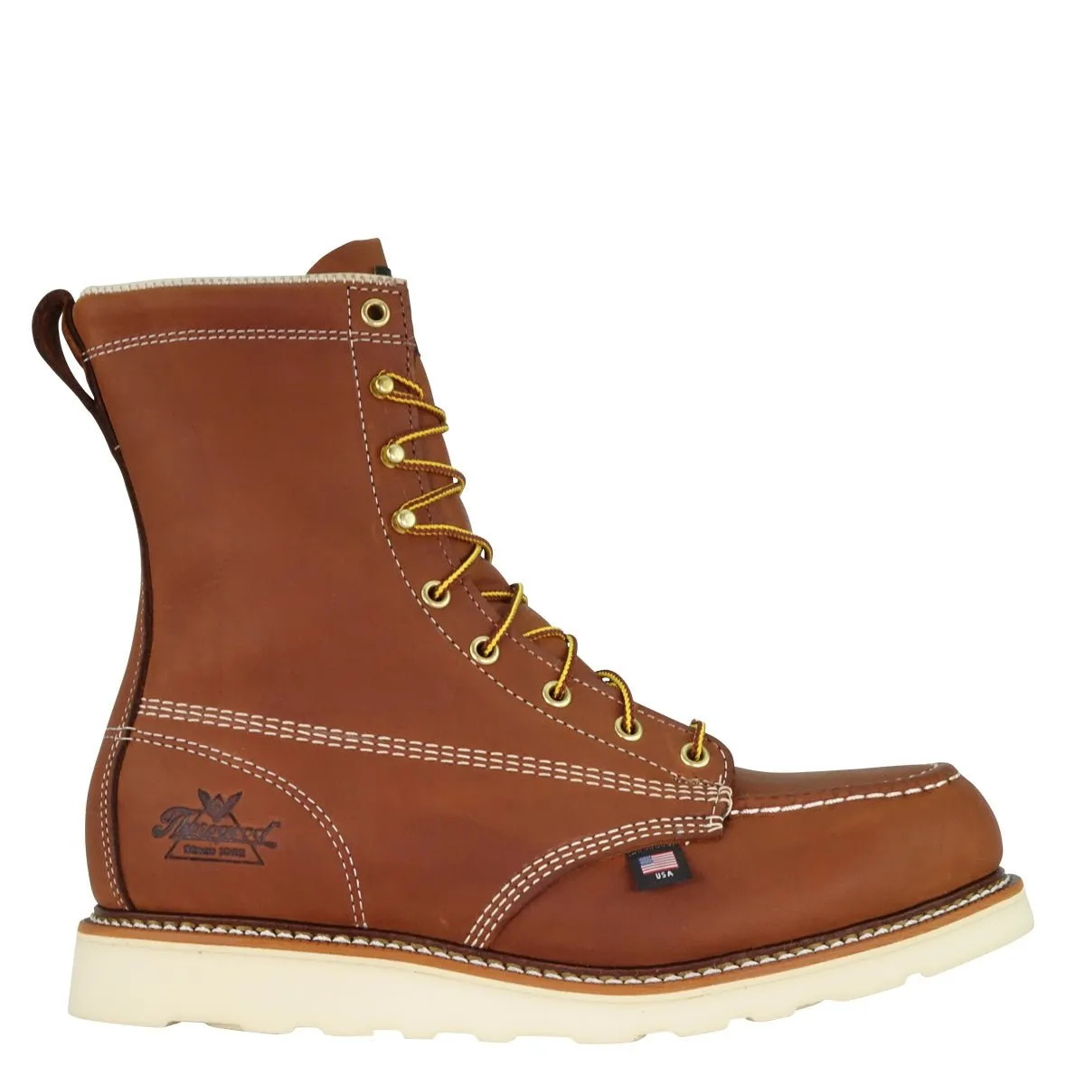 Thorogood Men's 8" Wedge Sole Tobacco Brown Moc Steel Toe Work Boot