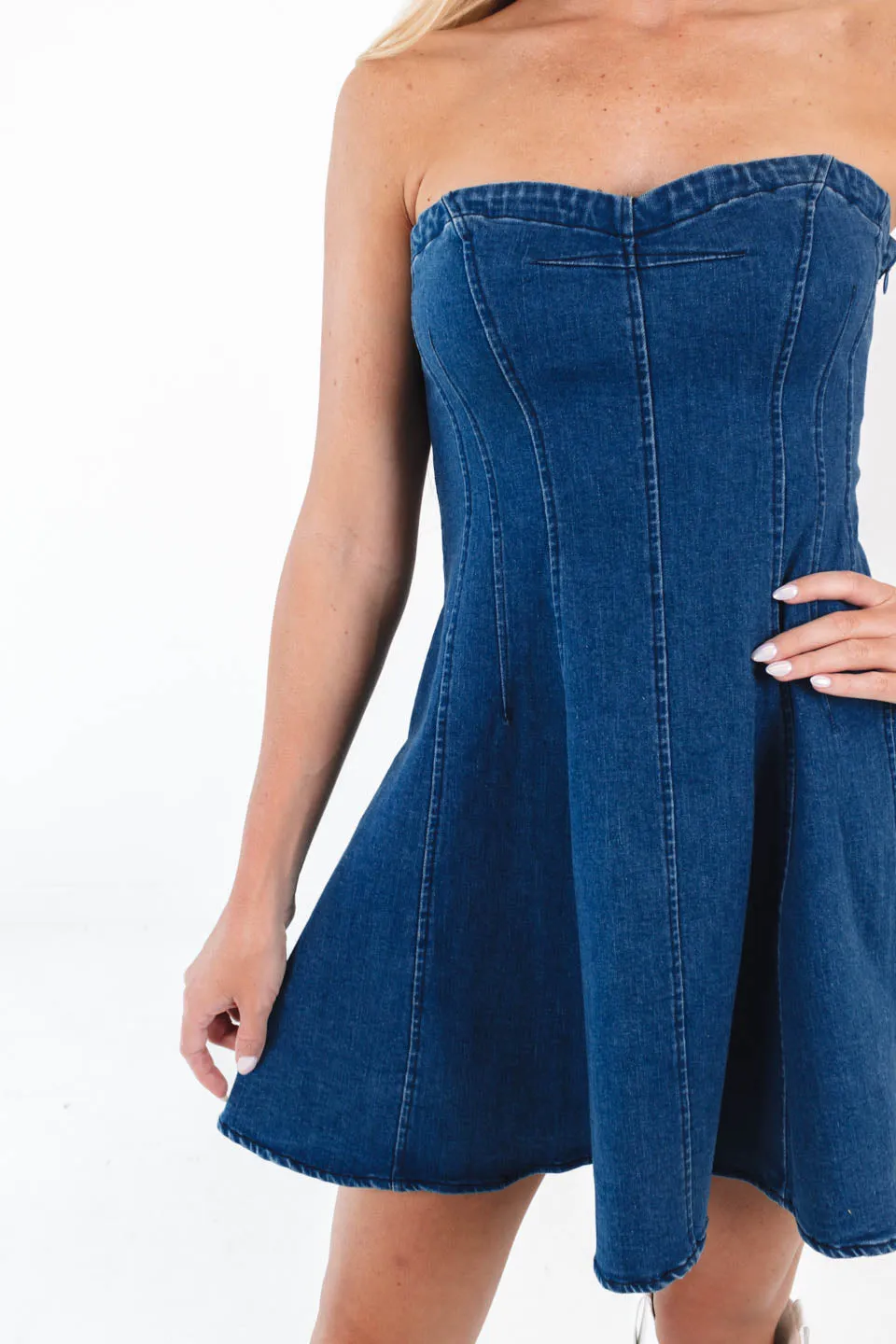 To The Tailgate Denim Dress - Denim