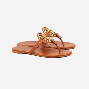 Tory Burch Miller Soft Metal Logo Sandal Bourbon Miele