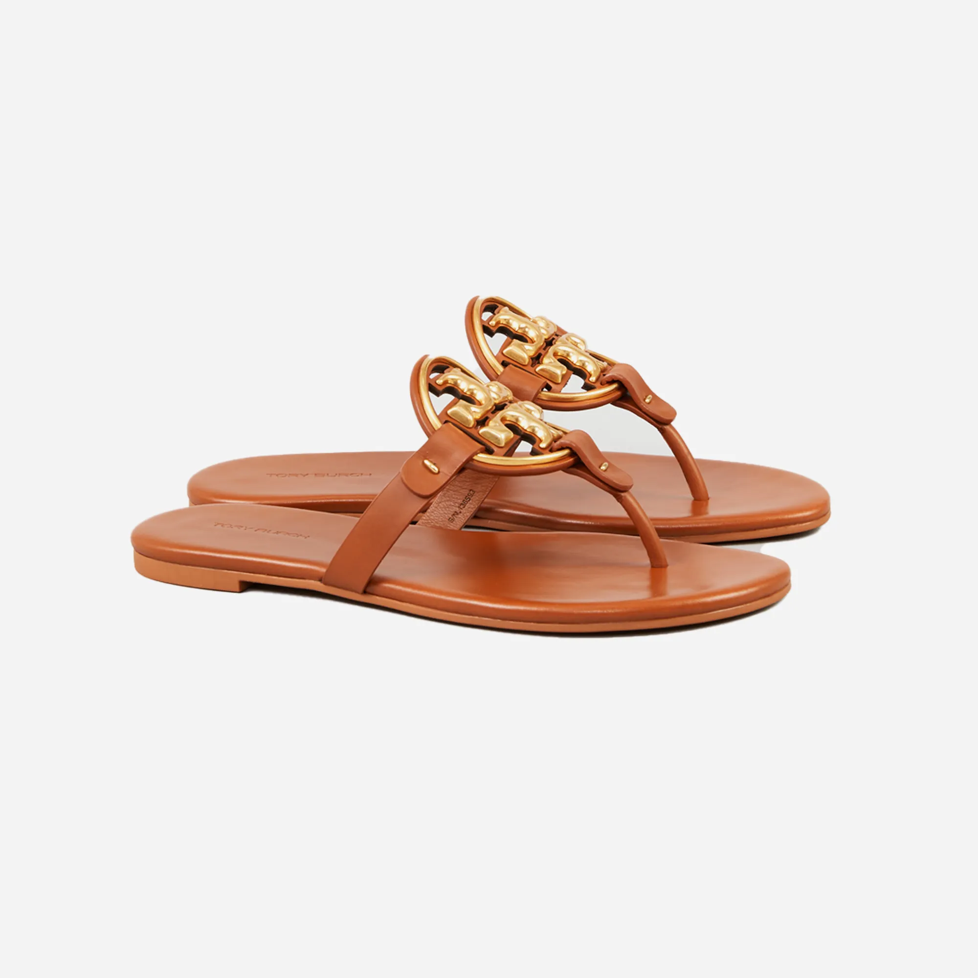 Tory Burch Miller Soft Metal Logo Sandal Bourbon Miele