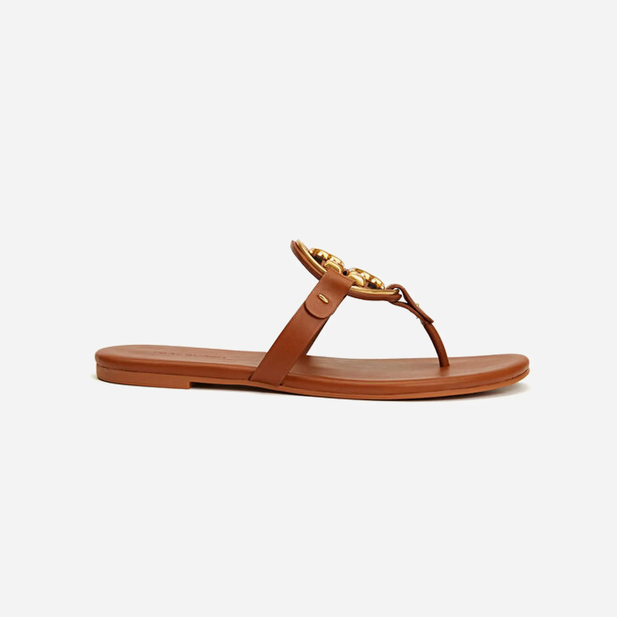 Tory Burch Miller Soft Metal Logo Sandal Bourbon Miele