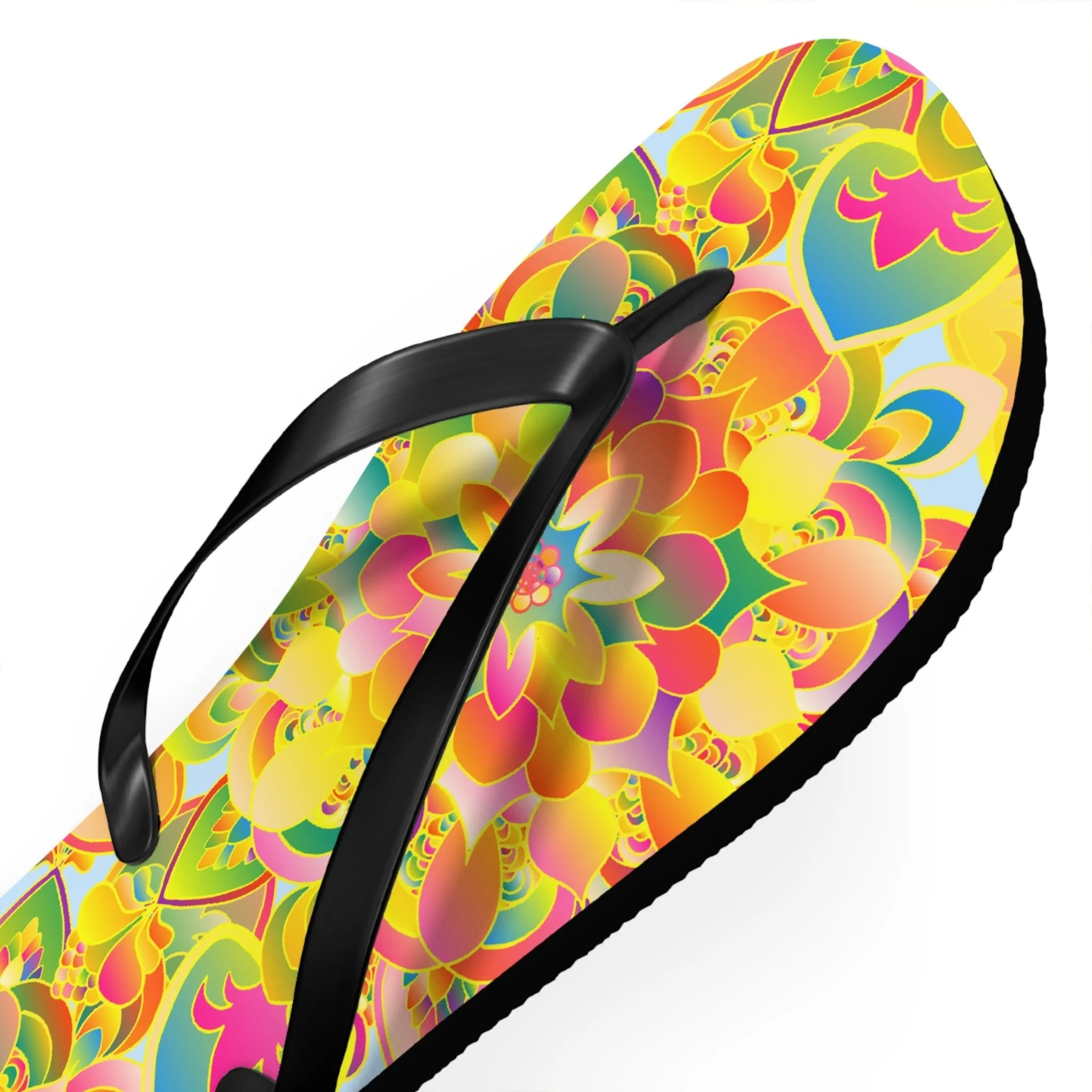 Vibrant Floral Mandala Flip Flops