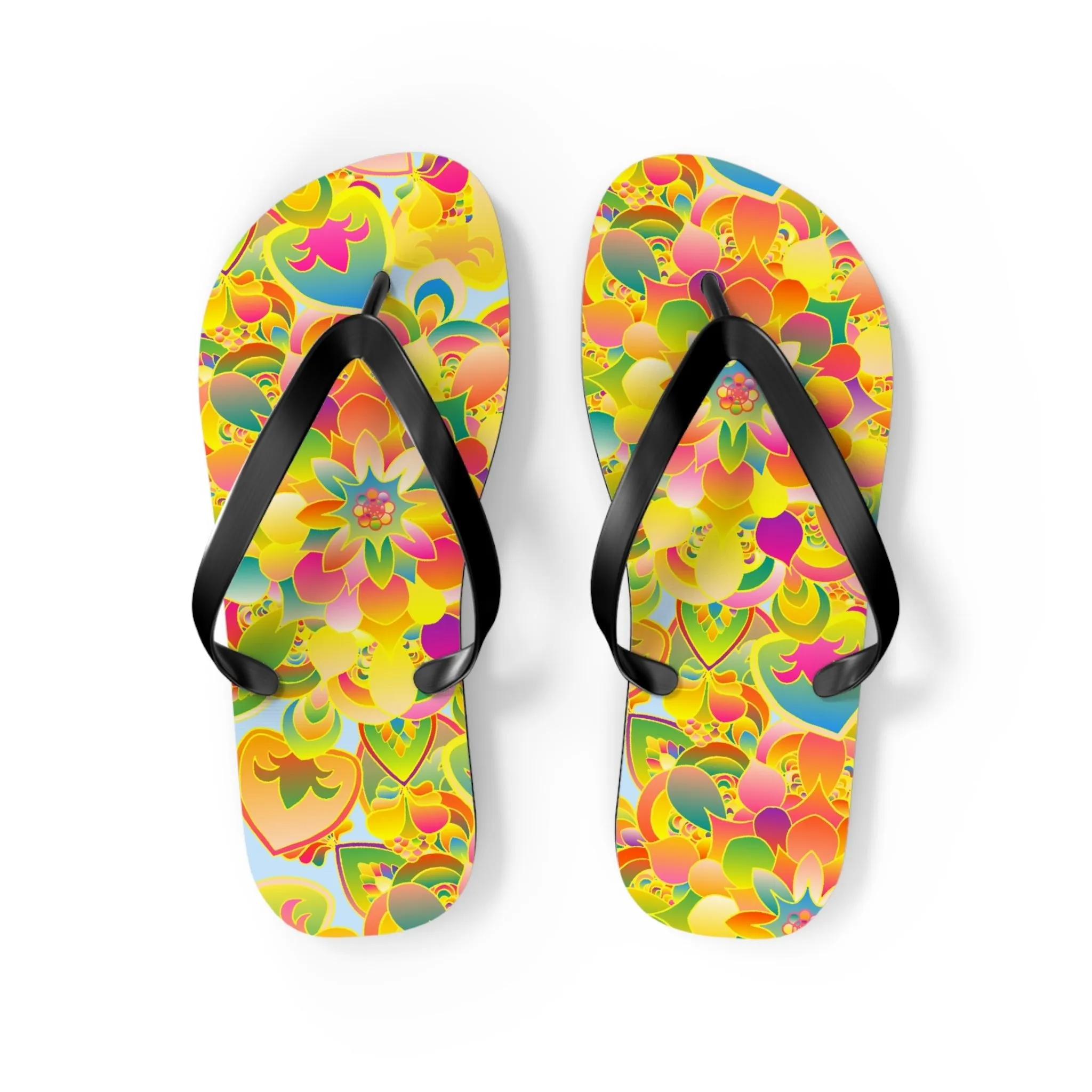Vibrant Floral Mandala Flip Flops