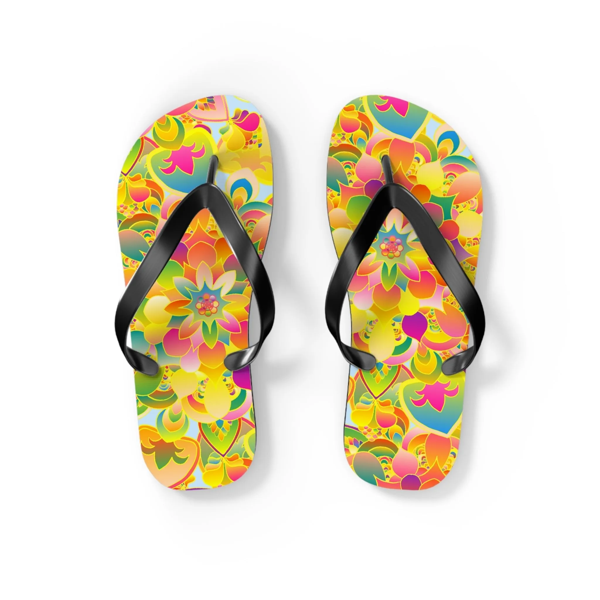 Vibrant Floral Mandala Flip Flops