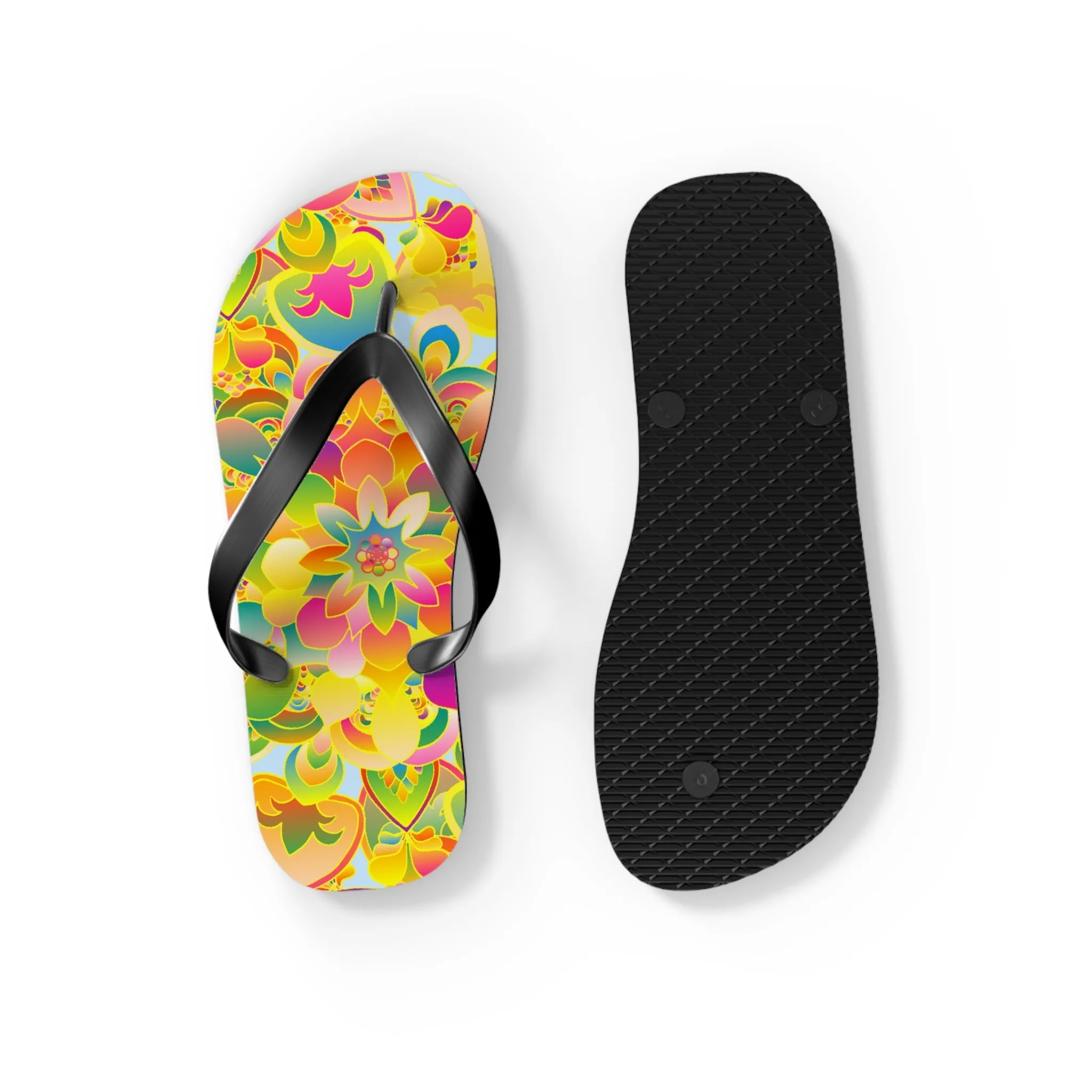 Vibrant Floral Mandala Flip Flops