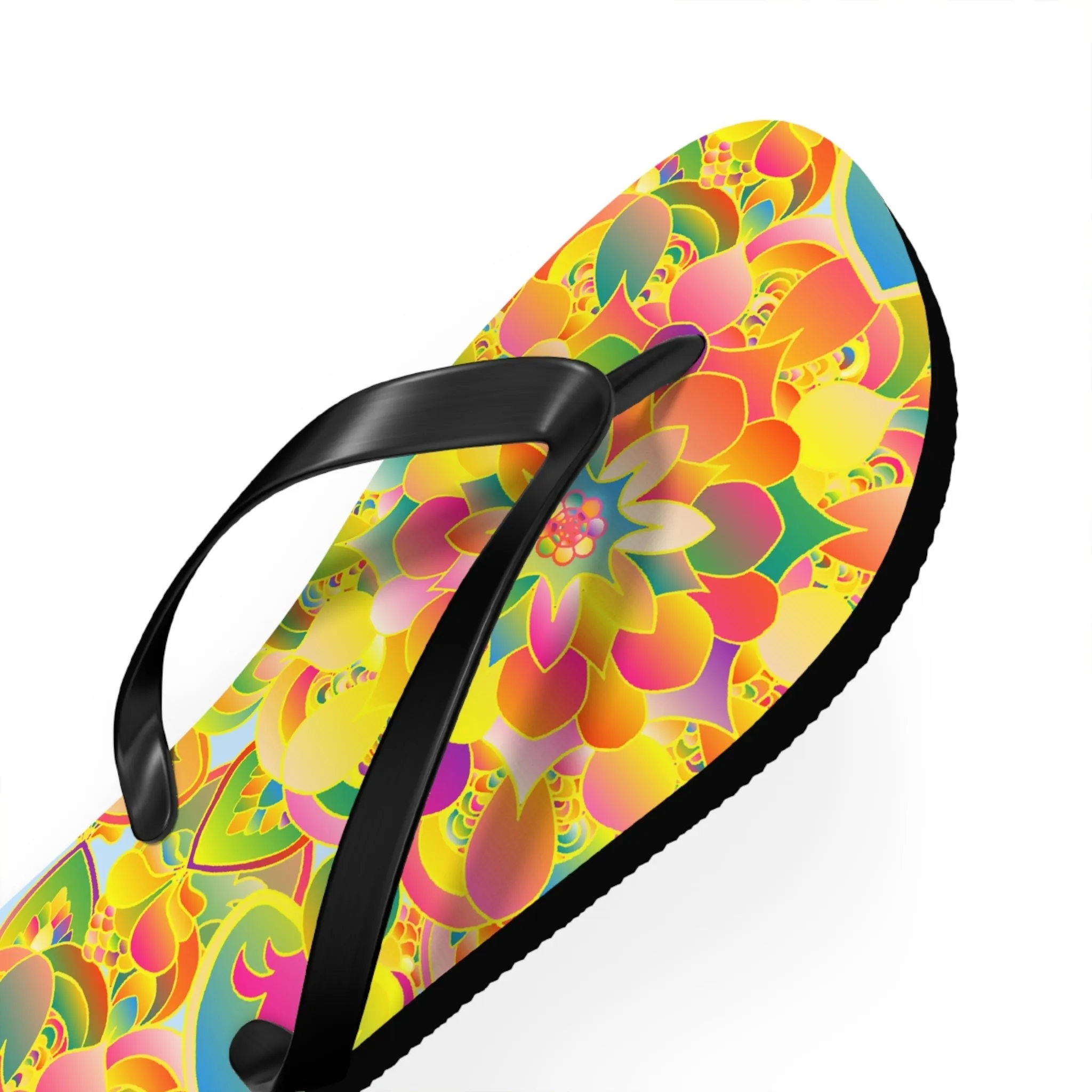 Vibrant Floral Mandala Flip Flops