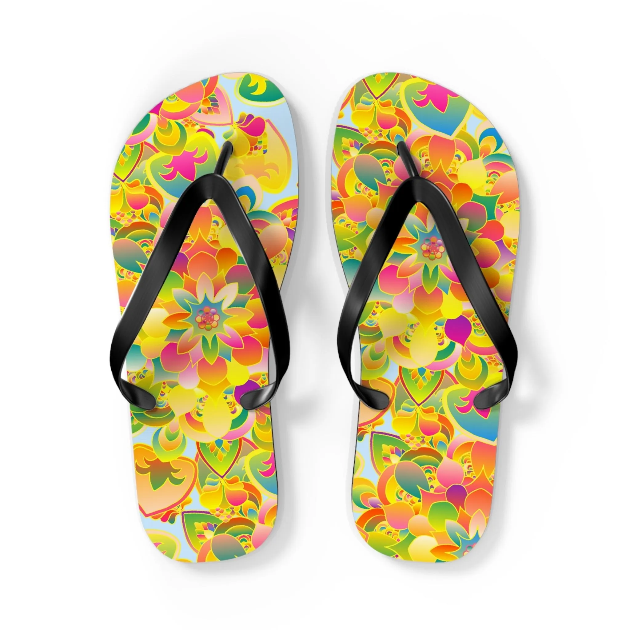 Vibrant Floral Mandala Flip Flops
